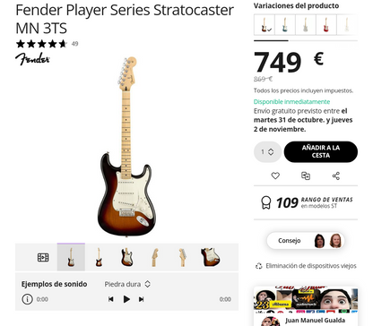 Fender Player Series Strat MN 3TS